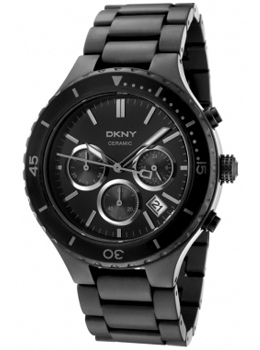 DKNY Women's Chronograph Black Dial Matte Black Ceramic