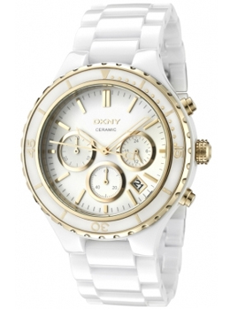 DKNY Women's Chronograph White Dial White Ceramic